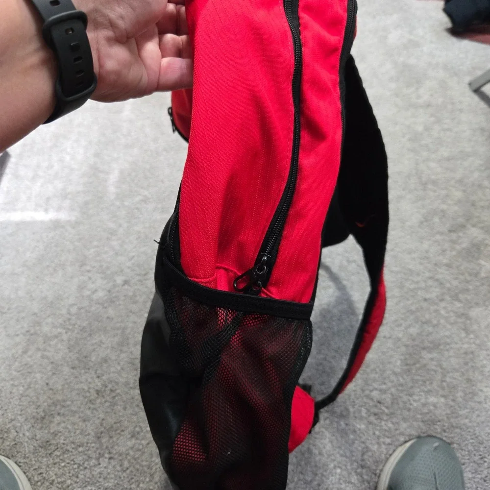 Nike Red Black Swoosh Backpack School Sports Gym Bag Ripstop Padded Straps